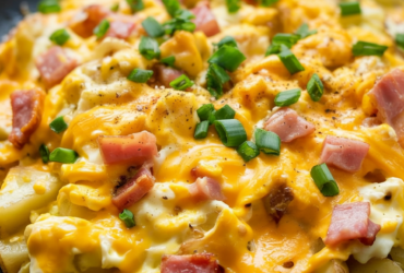 Cheesy Potato Egg Scramble Recipe: The Ultimate Easy Breakfast Skillet Everyone Loves If you are craving a cozy, filling breakfast that feels indulgent but is incredibly easy to make, this Cheesy Potato Egg Scramble Recipe is about to become your new go-to. It is warm, comforting, packed with flavor, and made with simple ingredients you probably already have in your kitchen. Whether you are cooking for a lazy weekend brunch, a quick weekday breakfast, or even breakfast-for-dinner, this recipe delivers every single time. Why You’ll Love This Cheesy Potato Egg Scramble This recipe checks all the right boxes. It is quick, budget-friendly, customizable, and incredibly satisfying. The crispy potatoes paired with soft scrambled eggs and melty cheese create the perfect texture combination. It is also a one-pan meal, which means fewer dishes and less cleanup. Plus, it is easy to scale up if you are feeding a crowd or meal prepping for the week. Serving Size and Time Breakdown Serving Size: Serves 2 to 3 people Prep Time: 10 minutes Cook Time: 20 minutes Total Time: 30 minutes Kitchen Equipment Required You do not need anything fancy to make this recipe. Just a few basic tools will do the job. Large non-stick skillet or cast iron pan Cutting board Sharp knife Mixing bowl Spatula Measuring cups and spoons Ingredients 2 cups diced potatoes (russet or Yukon gold work best) 1 tablespoon olive oil or butter 4 large eggs 1 cup shredded cheddar cheese (or cheese of choice) 1 small onion, diced 1 clove garlic, minced Salt, to taste Black pepper, to taste Optional additions: bell peppers, green onions, cooked bacon or sausage How to Make Cheesy Potato Egg Scramble Heat the olive oil or butter in a large skillet over medium heat. Add the diced potatoes and cook for 10 to 12 minutes, stirring occasionally, until they are golden brown and fork-tender. Add the diced onion and minced garlic to the skillet and cook for another 2 to 3 minutes until fragrant and softened. In a bowl, whisk the eggs with a pinch of salt and black pepper. Reduce the heat to medium-low and pour the eggs into the skillet with the potatoes. Gently stir until the eggs are just set but still soft. Sprinkle the shredded cheese over the top and allow it to melt. Remove from heat and serve immediately. Tips for Making the Best Potato Egg Scramble Cut the potatoes into small, even pieces so they cook evenly. If you are short on time, you can parboil the potatoes for a few minutes before pan-frying them. Always lower the heat before adding the eggs to avoid overcooking. Use freshly shredded cheese for the best melting and flavor. Common Mistakes to Avoid Avoid overcrowding the pan, as this can cause the potatoes to steam instead of crisp. Do not cook the eggs on high heat or they will become dry and rubbery. Skipping seasoning early can result in bland potatoes, so season as you cook. Variations and Substitutions You can easily customize this recipe to fit your preferences. Swap cheddar for mozzarella, pepper jack, or Swiss cheese. Add spinach, mushrooms, or tomatoes for extra veggies. For a protein boost, mix in cooked sausage, ham, or bacon. To make it dairy-free, use plant-based butter and dairy-free cheese alternatives. How to Store and Meal Prep Store leftovers in an airtight container in the refrigerator for up to 3 days. To reheat, warm gently in a skillet or microwave until heated through. This recipe is great for meal prep. Simply portion it out and pair with toast or fruit for an easy grab-and-go breakfast. Serving and Presentation Ideas Serve this cheesy potato egg scramble straight from the skillet for a rustic breakfast feel. Garnish with chopped green onions or fresh herbs. Pair it with toast, avocado slices, or a side of fresh fruit for a complete meal. It also works great wrapped in a tortilla as a breakfast burrito. Frequently Asked Questions Can I use frozen potatoes? Yes, frozen diced potatoes or hash browns work well. Just make sure to cook off any excess moisture. Can I make this recipe ahead of time? Yes, you can prepare it ahead and reheat it gently. The texture is best when freshly made, but leftovers still taste great. What is the best pan to use? A non-stick skillet or cast iron pan works best to prevent sticking and achieve crispy potatoes. Can I make this recipe healthier? Use less cheese, add more vegetables, and cook with olive oil instead of butter for a lighter version. Conclusion Cheesy Potato Egg Scramble